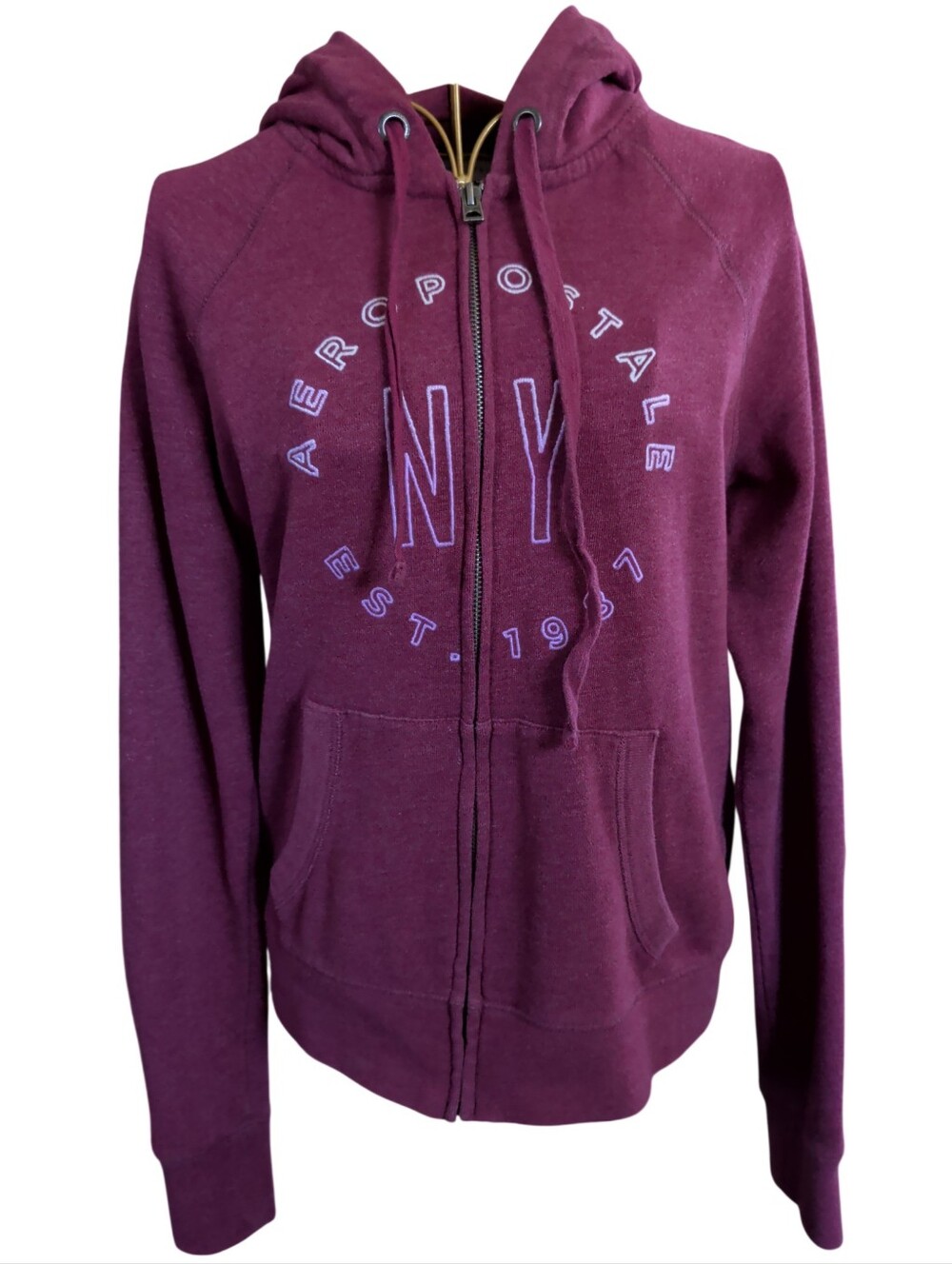 Aeropostale NY Est 1987 Maroon Full Zip Pullover Hoodie Size Small Y2K